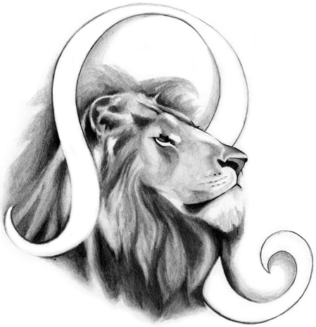 Black And Grey Leo Zodiac Sign Tattoo Design