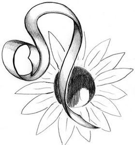 Black And Grey Leo Zodiac Sign With Flower Tattoo Design By Okietatz