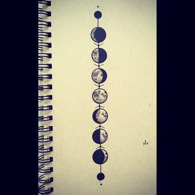 Black And Grey Phases Of The Moon Tattoo Design