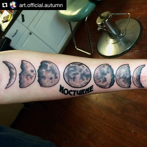 Black And Grey Phases Of The Moon Tattoo On Forearm By Artofficialautumn