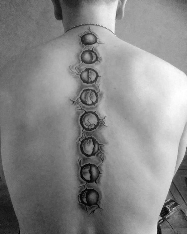 25+ Phases Of The Moon Tattoos on Spine