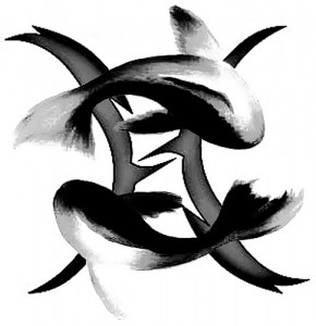 Black And Grey Pisces Zodiac Sign And Symbol Tattoo Design By Jcauthen
