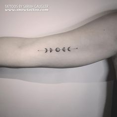 Black And Grey Small Phases Of The Moon Tattoo On Right Bicep By Sarah Gaugler