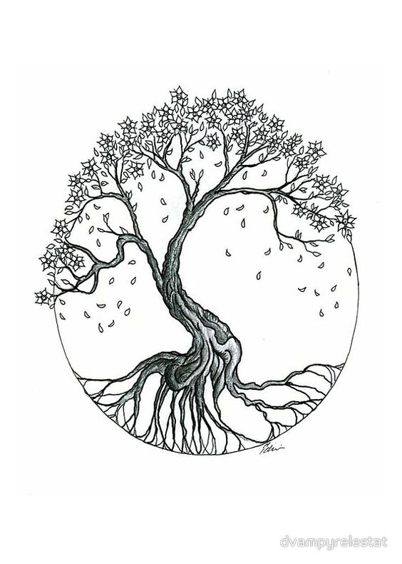 Black And Grey Small Tree Of Life Tattoo Design By Dvampyrelestat