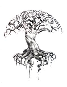 Black And Grey Tree Of Life Tattoo Design