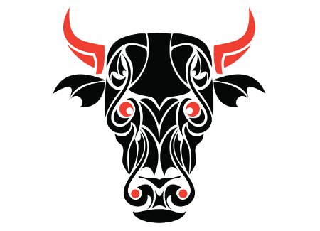 Black And Red Taurus Zodiac Sign Tattoo Design