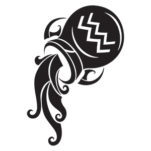 Black Aquarius Zodiac Sign Tattoo Design