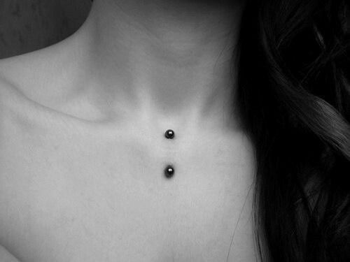 Black Barbell Clavicle Piercings For Young Girls