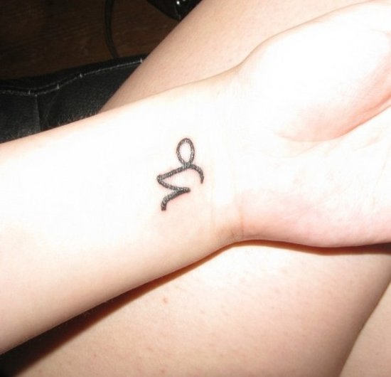 Black Capricorn Zodiac Sign Tattoo On Left Wrist