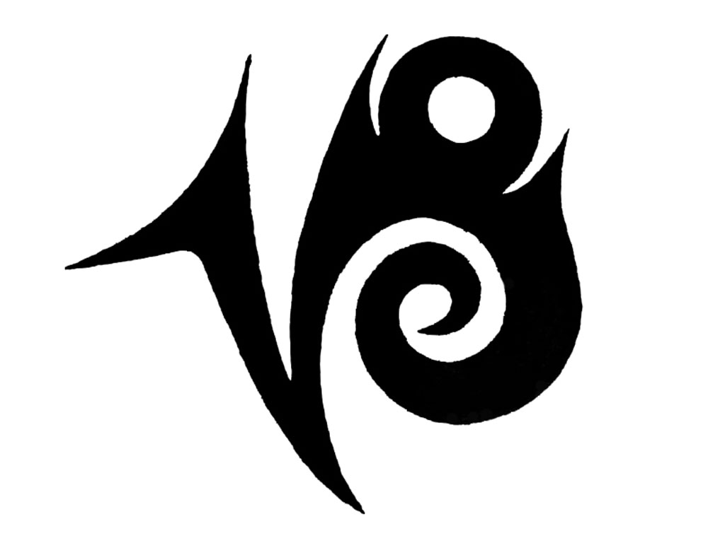 Black Capricorn Zodiac Sign Tattoo Stencil