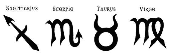 Black Four Zodiac Sign Tattoo Designs
