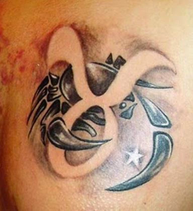 Black Ink Cancer Zodiac Sign Tattoo Design