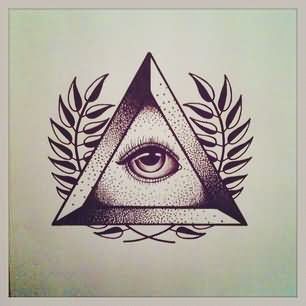 Black Ink Dotwork Triangle Tattoo Design
