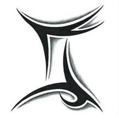 Black Ink Gemini Zodiac Sign Tattoo Design