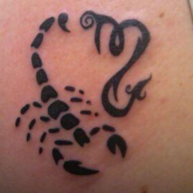 Black Ink Scorpio Zodiac Sign Tattoo Design