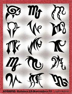 Black Ink Scorpio Zodiac Sign Tattoo Flash