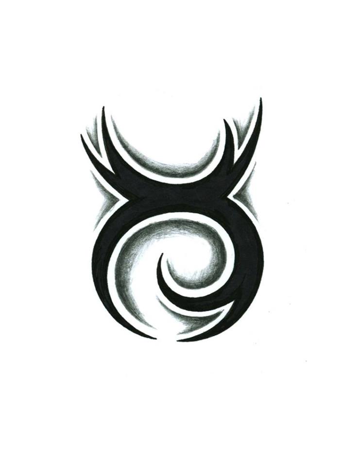 Black Ink Taurus Zodiac Sign Tattoo Design