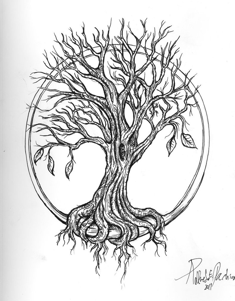 Black Ink Tree Of Life Tattoo Design By Don Pachi Cyqbu
