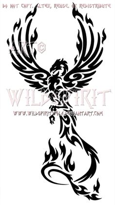 Black Ink Tribal Phoenix Tattoo Stencil