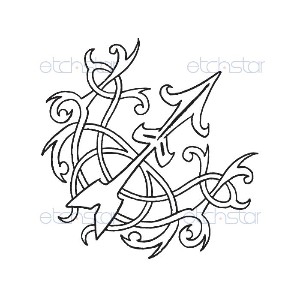 Black Outline Sagittarius Zodiac Sign Tattoo Stencil