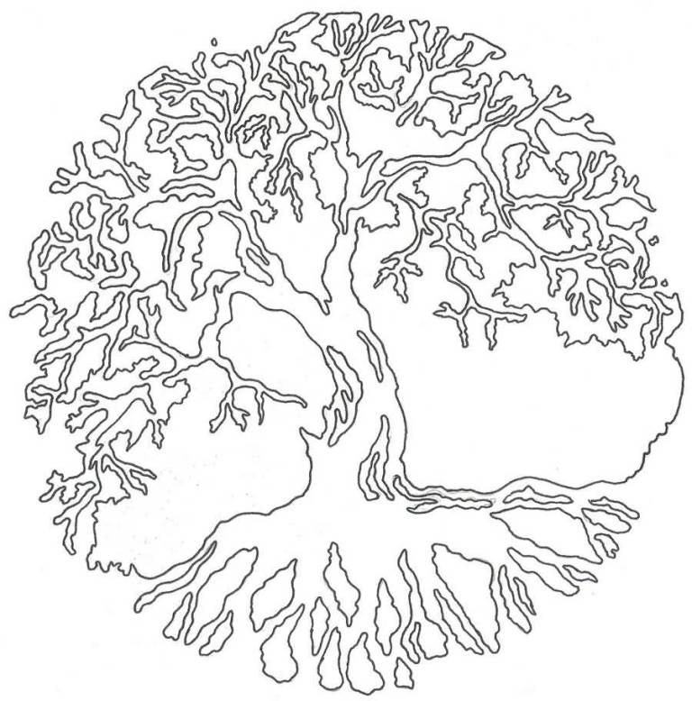 Black Outline Tree Of Life Tattoo Stencil By Lucky Cat