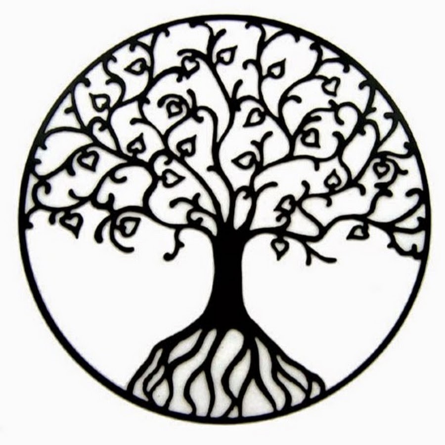 Black Outline Tree Of Life Tattoo Stencil