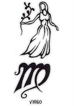 Black Outline Virgo Zodiac Sign With Symbol Tattoo Design By Blumi