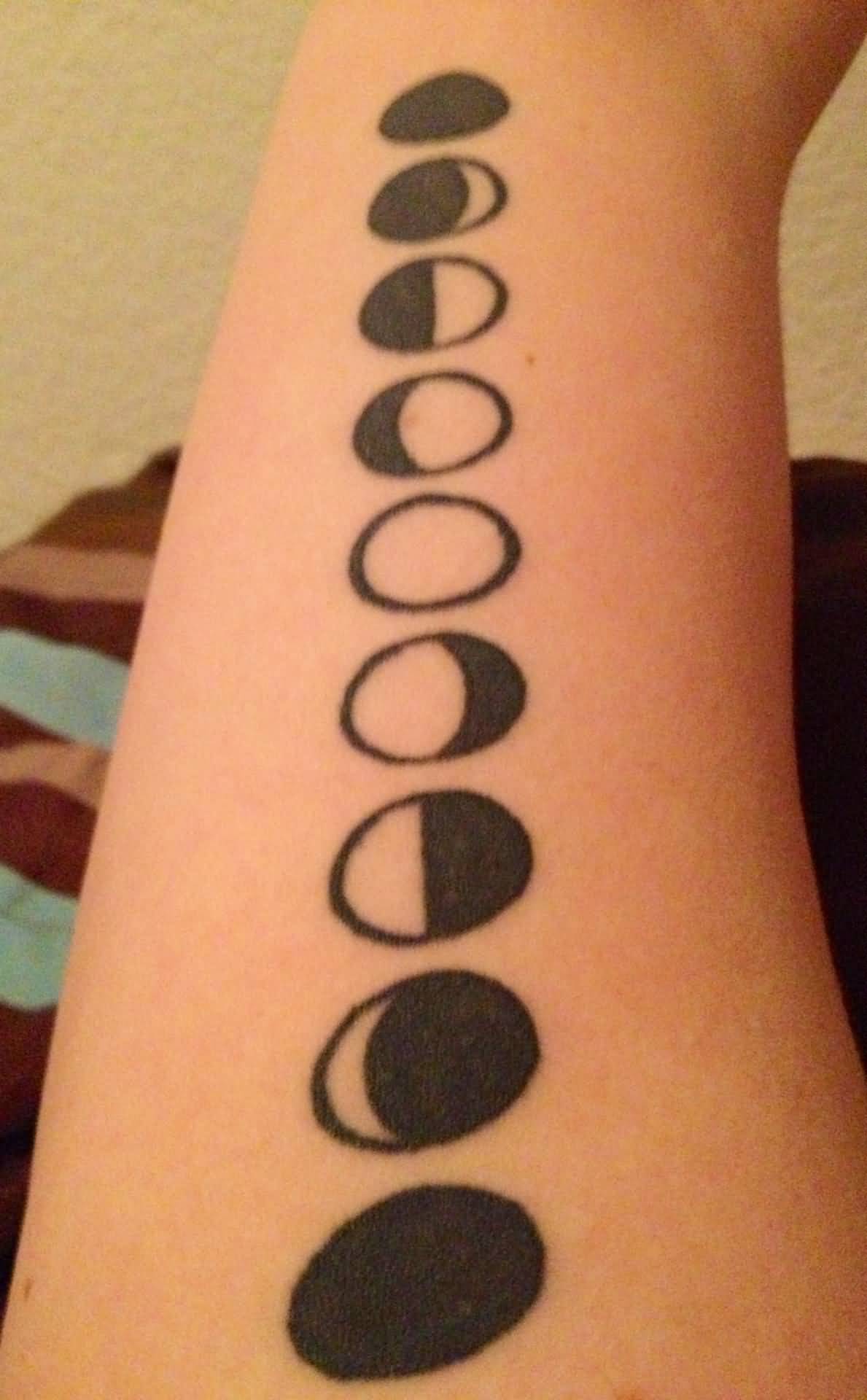 Black Phases Of The Moon Tattoo Design For Arm