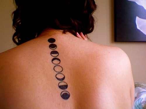 Black Phases Of The Moon Tattoo On Spine By Scott v