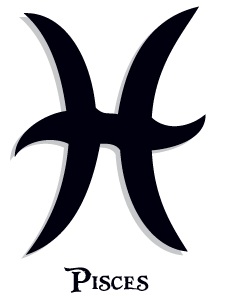 Black Pisces Zodiac Sign Tattoo Stencil