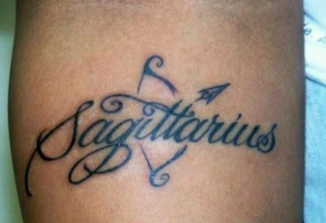 Black Sagittarius Zodiac Sign Tattoo Design For Arm