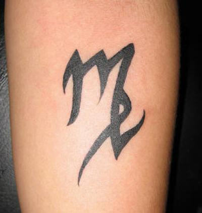 Black Scorpio Zodiac Sign Tattoo Design For Forearm