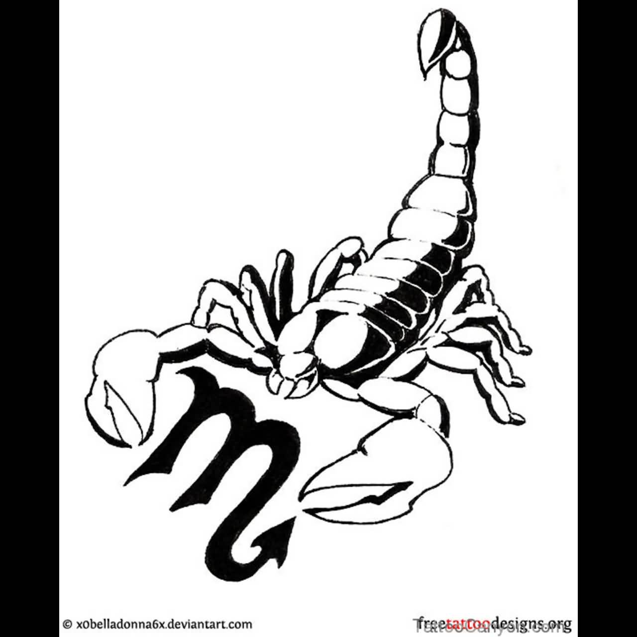 Black Scorpio Zodiac Sign Tattoo Design