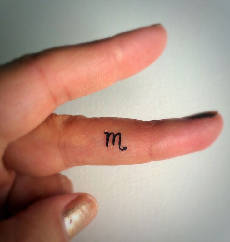 Black Scorpio Zodiac Sign Tattoo On Finger