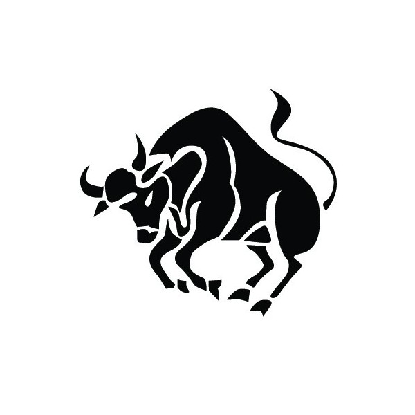 Black Taurus Bull Zodiac Sign Tattoo Design