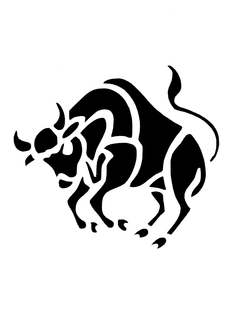 Black Taurus Zodiac Sign Tattoo Design