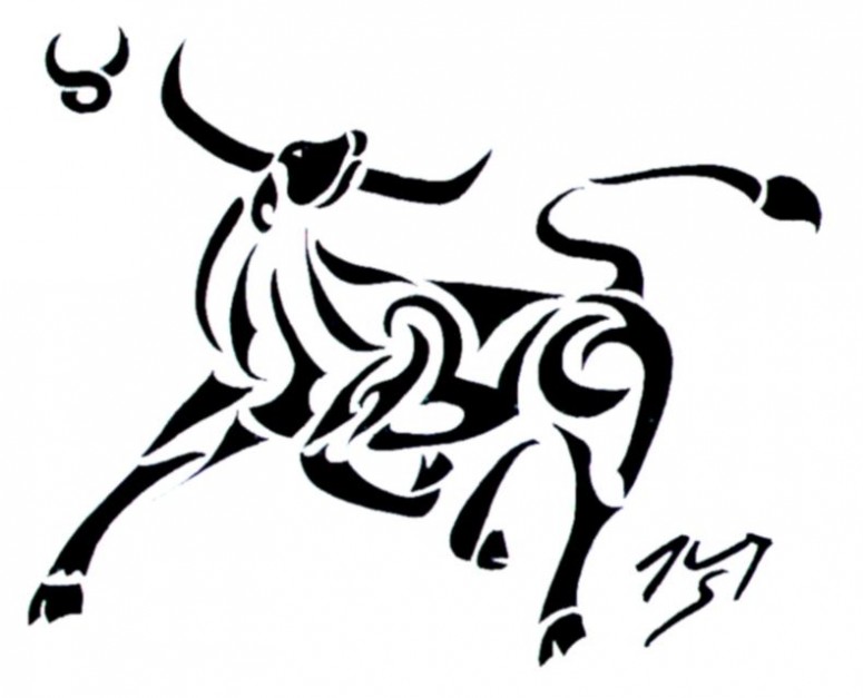 Black Taurus Zodiac Sign Tattoo Stencil By Sakashima