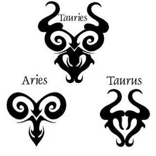 Black Three Tribal Aries Zodiac Sign Tattoo Design