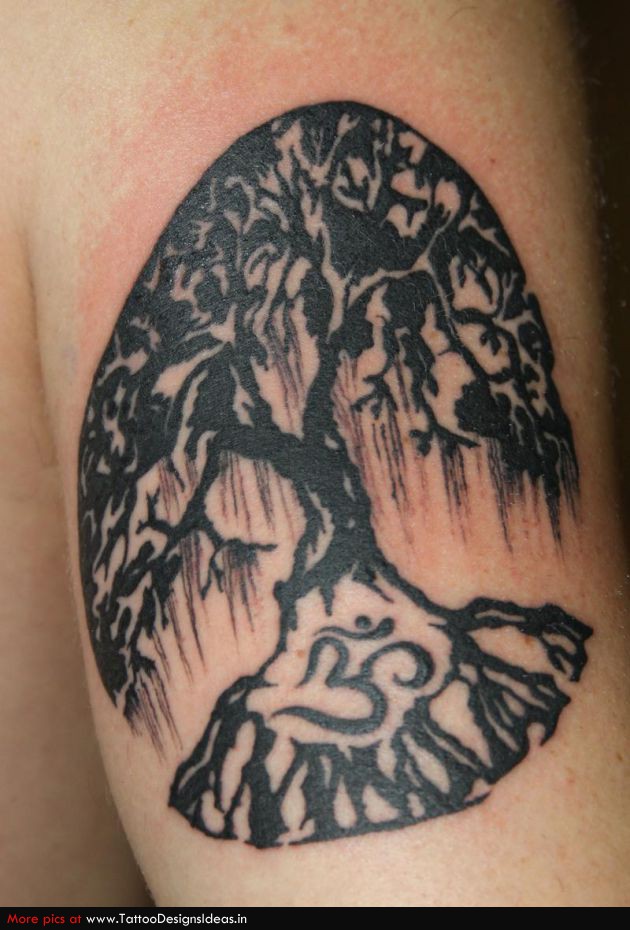 Black Tree Of Life Tattoo Design For Half Sleeve