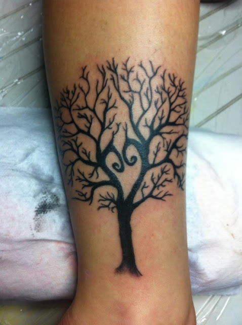 Black Tree Of Life Tattoo Design For Leg