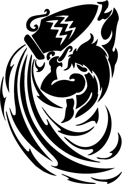 Black Tribal Aquarius Zodiac Sign Tattoo Design