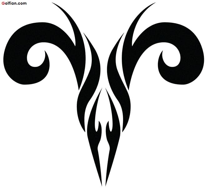 Black Tribal Aries Zodiac Sign Tattoo Design