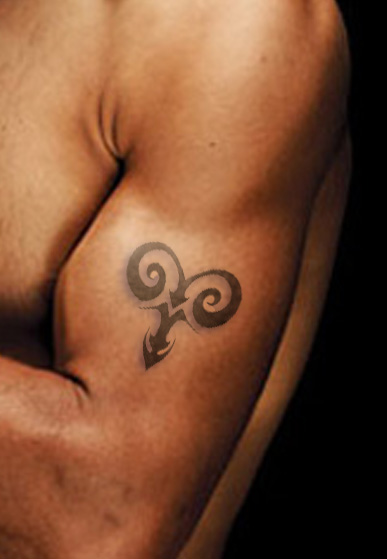 Black Tribal Aries Zodiac Sign Tattoo On Left Half Sleeve By Victoriya Kudinova