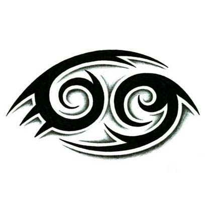 Black Tribal Cancer Zodiac Sign Tattoo Design