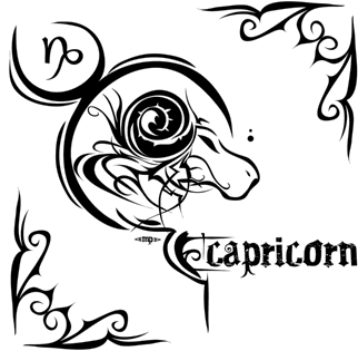 Black Tribal Capricorn Zodiac Sign Tattoo Stencil By MPtribe