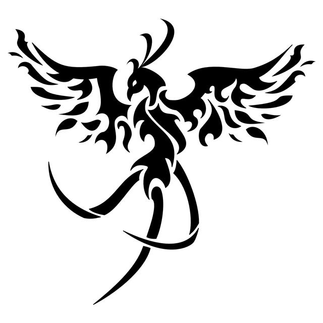 Black Tribal Flying Phoenix Tattoo Design