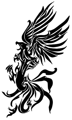 Black Tribal Flying Phoenix Tattoo Stencil By Emery