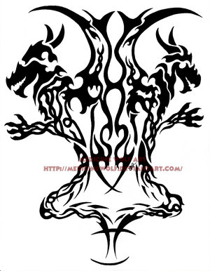 Black Tribal Gemini Zodiac Sign Tattoo Stencil By Lynn Graham Graphite