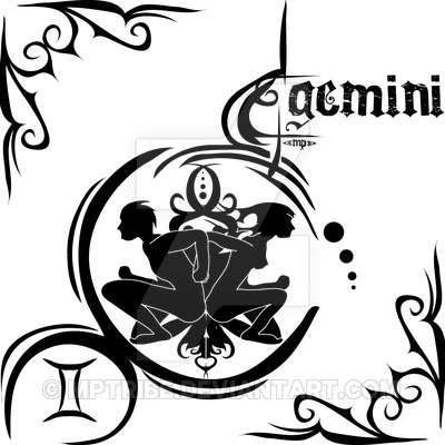 Black Tribal Gemini Zodiac Sign Tattoo Stencil By MPtribe
