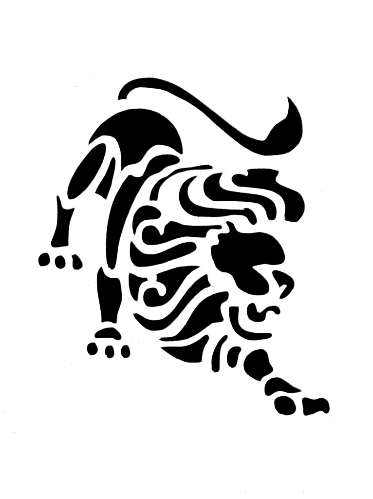 Black Tribal Leo Zodiac Sign Tattoo Stencil